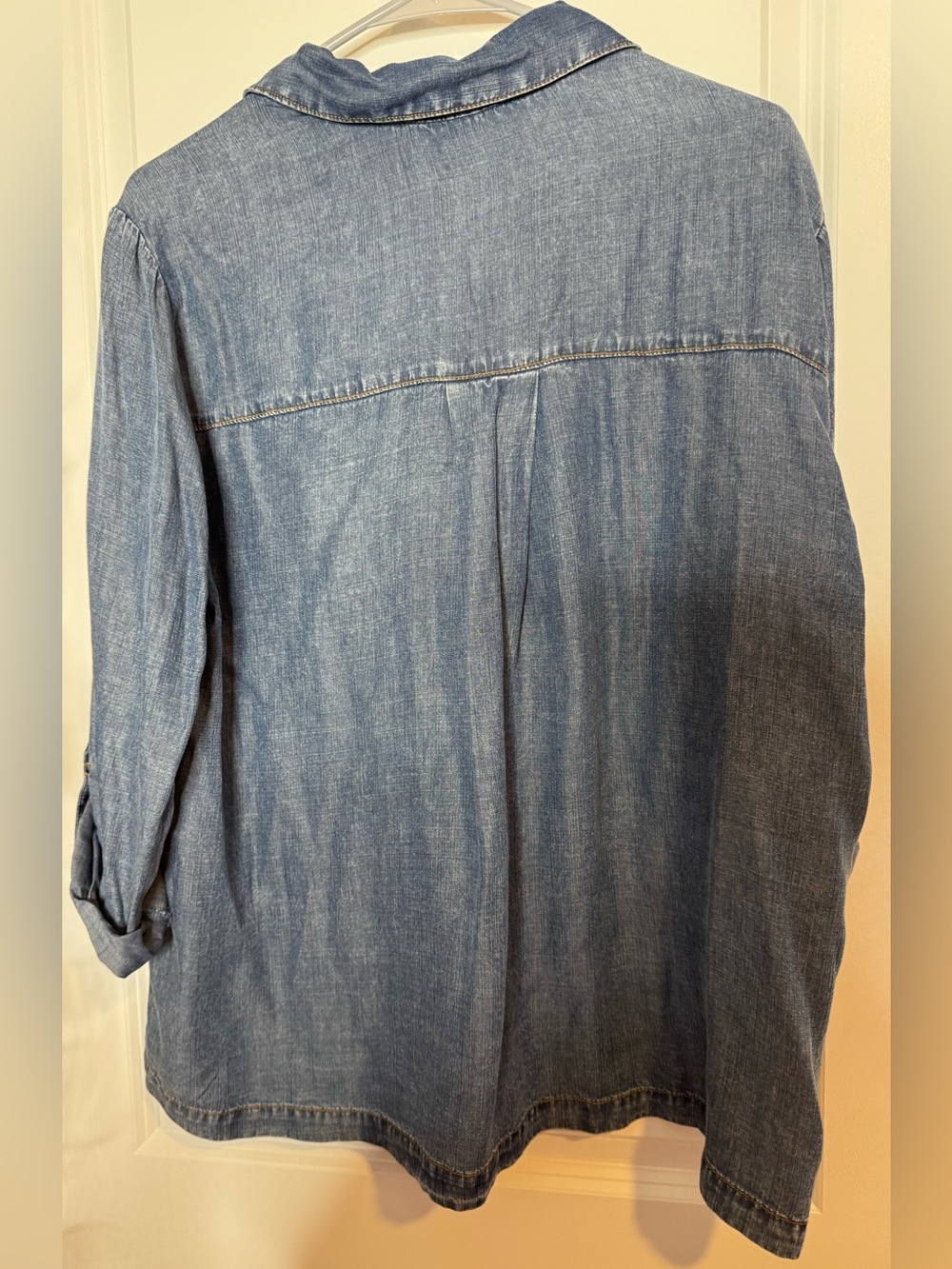 Jane and Delancey Chambray Lace-Up Tunic - BlueCream Ties boho MD 100% lyocell - Picture 4 of 4